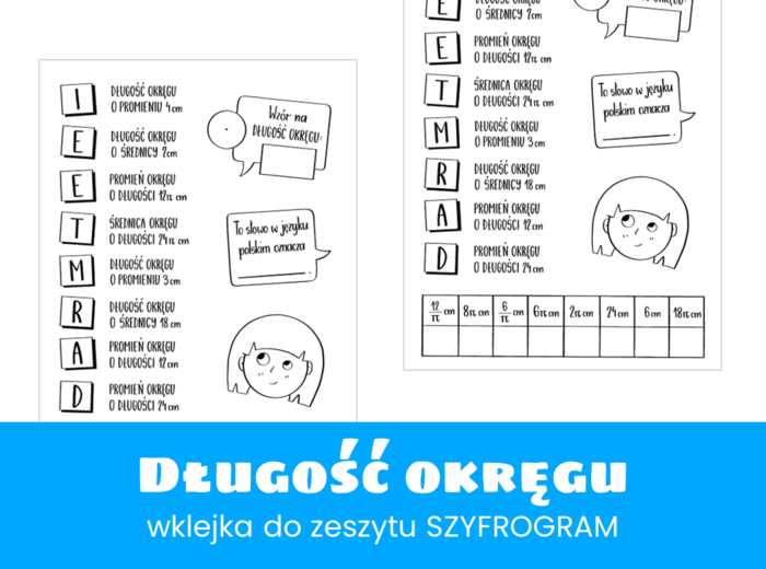 Matematyka. Szkoła podstawowa. Szkoła ponadpodstawowa. Długość okręgu. Szyfrogram.
