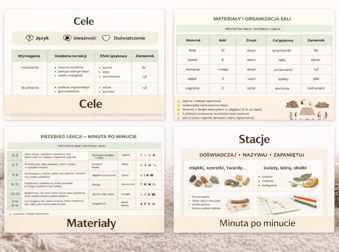 Konspekt lekcji z aktywnościami sensorycznymi