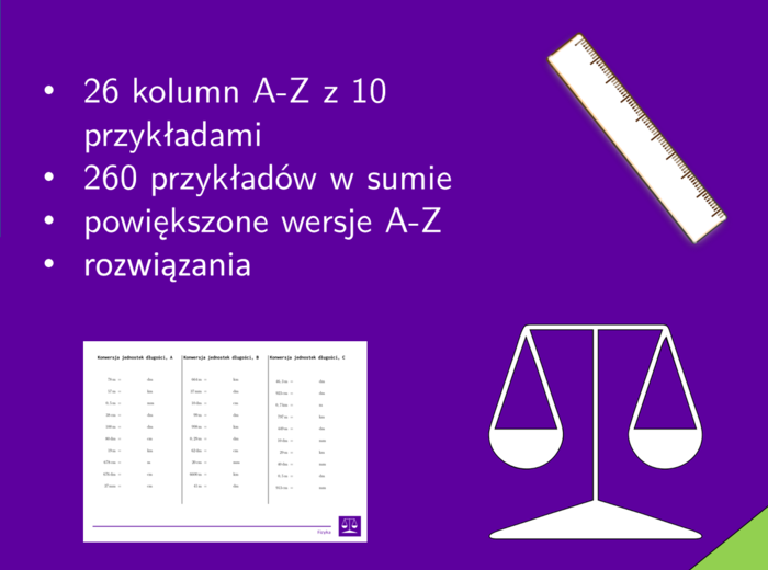 Konwersja jednostek długości | matematyka | 26 kolumn