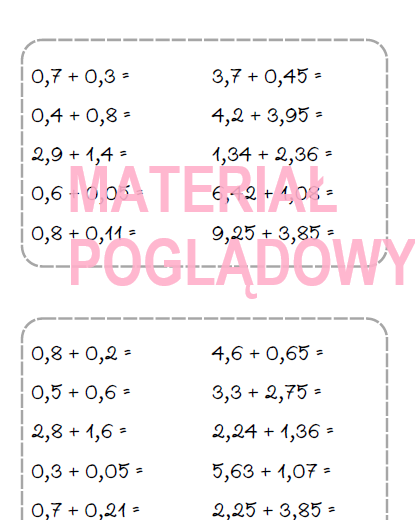 Szybkie karteczki - dodawanie, odejmowanie, mnożenie, dzielenie ułamków, działania na ułamkach (karta pracy, kartkówka kl 4, 5, 6, 7, 8)