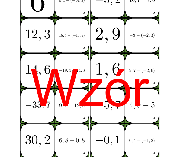 Domino - Odejmowanie dodatnich i ujemnych liczb dziesiętnych | matematyka