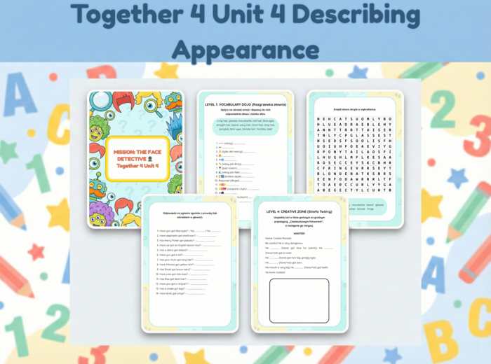 FACE DETECTIVE – Gamifikowana MEGA-Karta Pracy (Together 4 Unit 4)