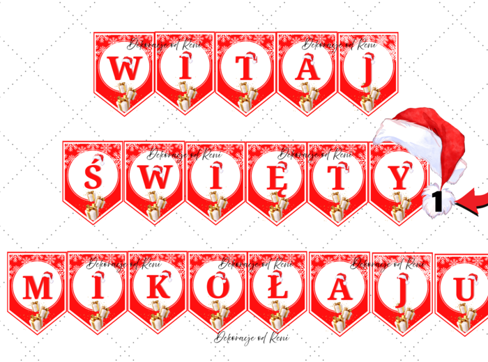 ✨ Girlanda „Witaj, Święty Mikołaju” – idealna dekoracja na mikołajki! ✨ wersja 1