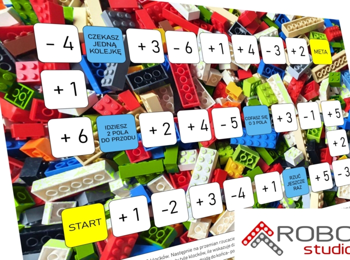 Gra planszowa LEGO matematyka: dodawanie i odejmowanie. Dzień klocków LEGO