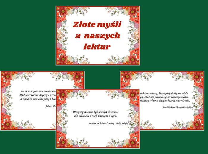 ZŁOTE MYŚLI z lektur szkolnych – CYTATY – lektury – kl. 7-8 – gazetka – język polski - 31 stron – wersja 5