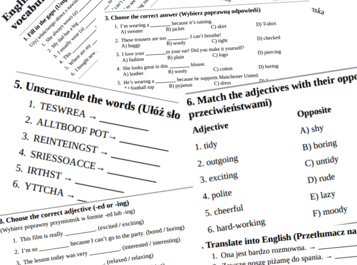 English Class A2+ – Unit 2 – vocabulary revision