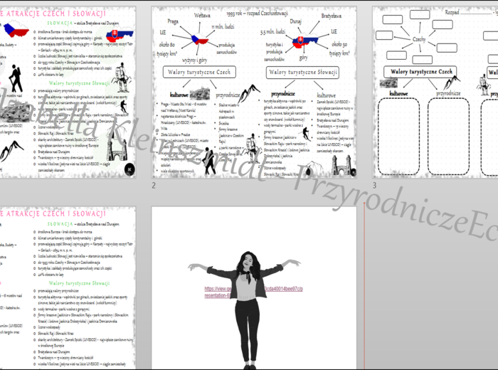 Mini zestaw do tematu „Turystyczne atrakcje Czech i Słowacji” – sketchnotki i karta pracy w pdf + gratisowy link do prezentacji multimedialnej niekomercyjnej wykonanej w genial.ly do indywidualnego pobrania i użycia do celów niekomercyjnych. Geografia 6,