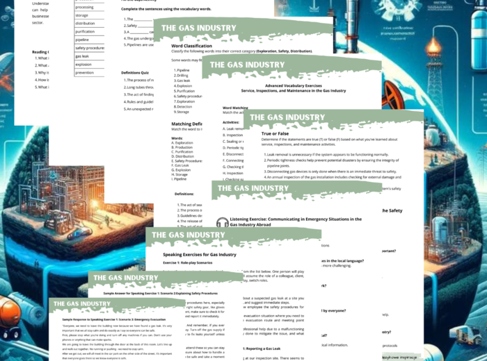 Understanding the Gas Industry: Basic Terminology and Safety Procedures. Angielski dla dorosłych. Gotowe lekcje. Karty Pracy.