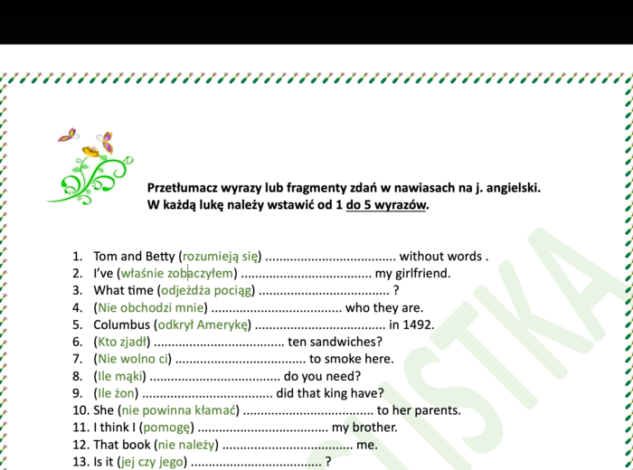 Nowa turbo powtórka przed egzaminem ósmoklasisty -aż 60 fragmentów zdań do przetłumaczenia+KLUCZ