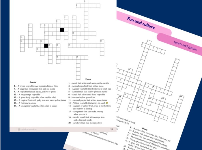 Angielski - 50 krzyżówek tematycznych na poziomie A1 / A2