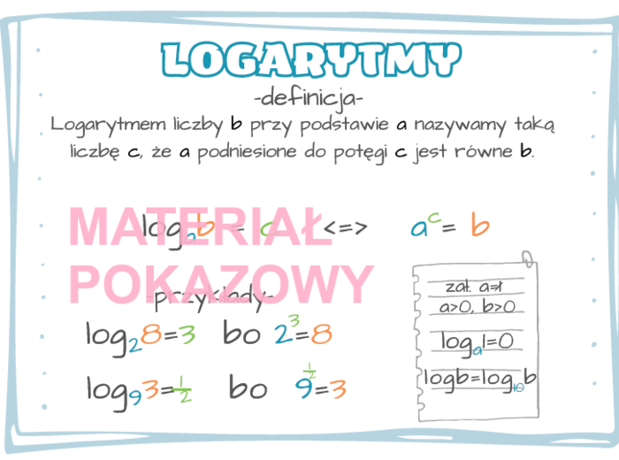 Logarytm - definicja (notatka + karta pracy + odpowiedzi)