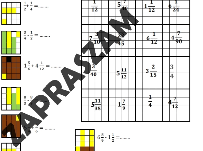 Kodowanie - dodawanie i odejmowanie ułamków o różnych mianownikach