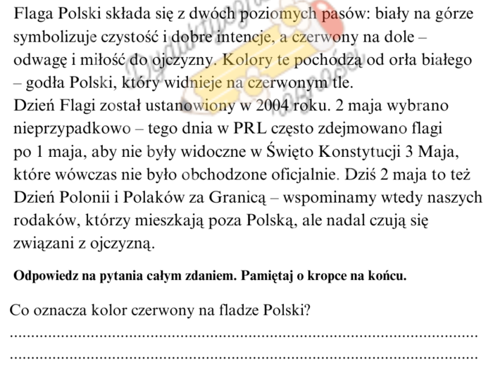 Majowe święta - Święto Pracy, Dzień Flagi, Konstytucja 3 Maja - 3 teksty doskonalące czytanie ze zrozumieniem KLASA 4-6