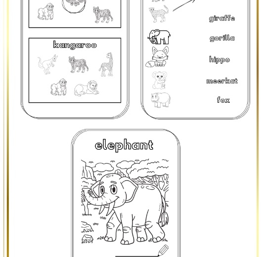 Animals - kolorowanka i ćwiczenia, 26 stron