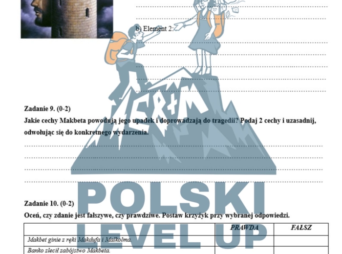 Kartkówka_Makbet (10 zadań)+ klucz odpowiedzi_Polski Level Up