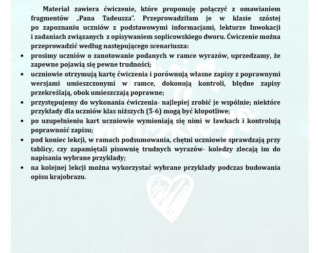 Z "PANEM TADEUSZEM" ĆWICZYMY ORTOGRAFIĘ- PISOWNIA TRUDNYCH PRZYIMKÓW I WYRAŻEŃ PRZYIMKOWYCH