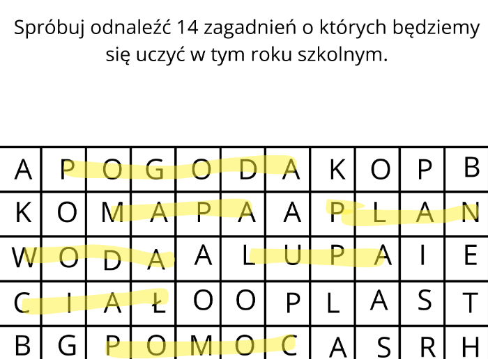 Wykreślanka - o czym będziemy uczyć się klasie 4