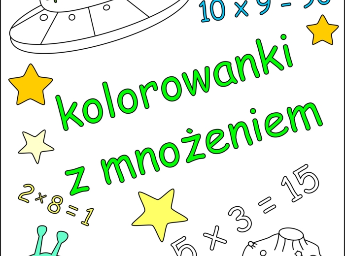 Kolorowanka matematyczna: mnożenie. Dzień tabliczki mnożenia, dzień matematyki.