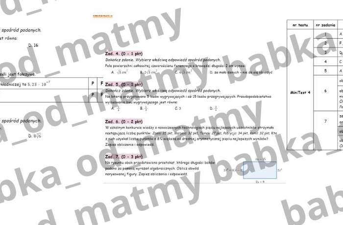 Przygotuj się do E8 z matematyki - MiniTest 4