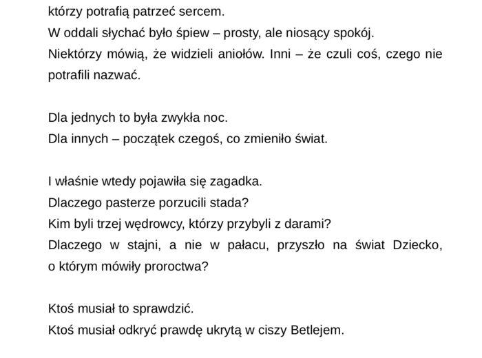 Scenariusza na Jasełka - Raport z Betlejem