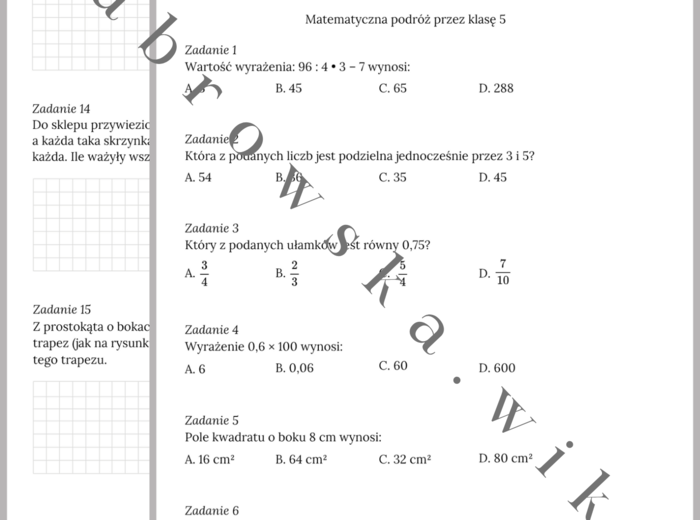 Matematyczna Podróż przez klasę 5