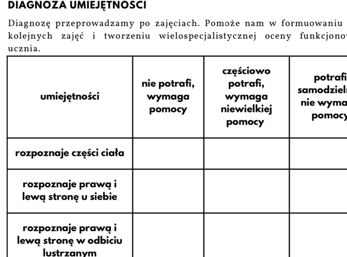 Scenariusz zajęć - Poznaję swoje ciało