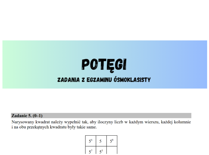 Potęgi - egzamin ósmoklasisty zadania CKE