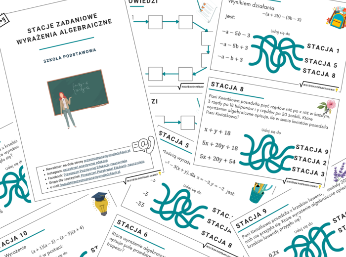 Wyrażenia algebraiczne - stacje zadaniowe + prezentacja