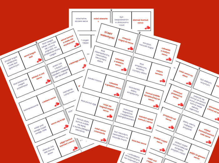WALENTYNKI - serce - związki frazeologiczne - frazeologizmy - egzamin - DOMINO