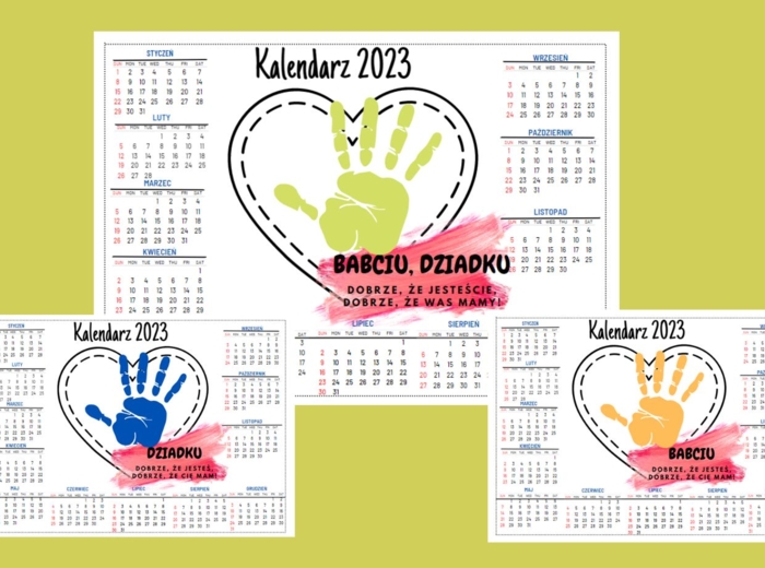 Kalendarz dla babci i dziadka - szablony