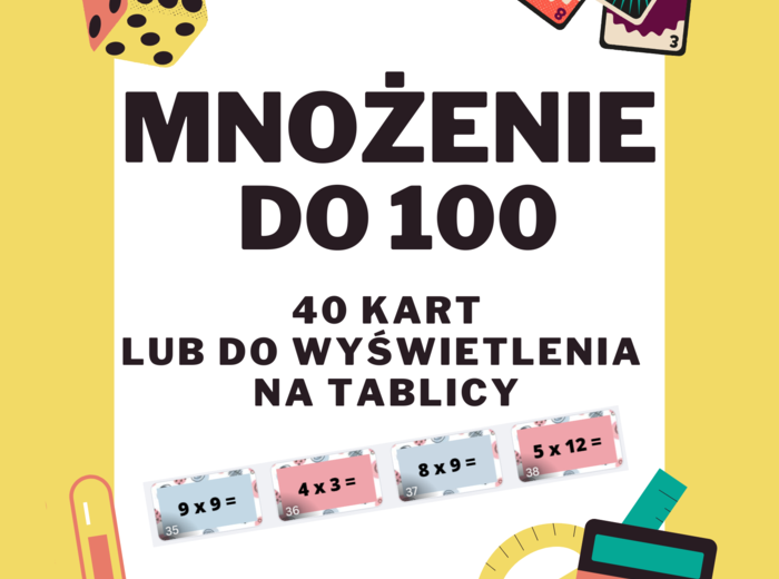 Mnożenie do 100 – 40 kart dydaktycznych