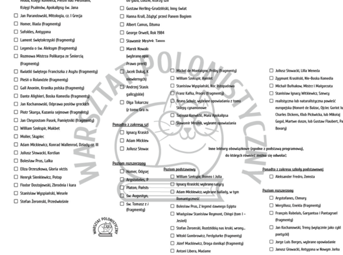 Matura 2024 - checklista lekturowa