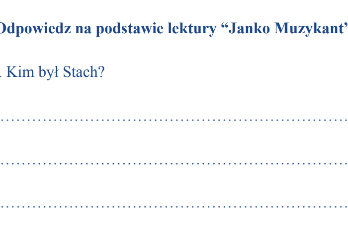 Janko Muzykant + czytanie ze zrozumieniem.