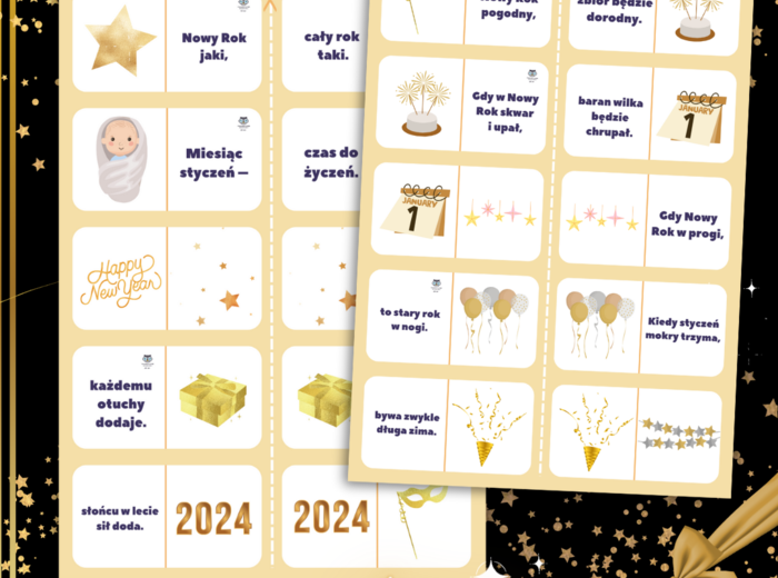 Noworoczne domino. Przysłowia. Nowy Rok. Sylwester