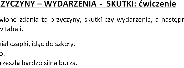 Ciągi przyczynowo-skutkowe ćwiczenia