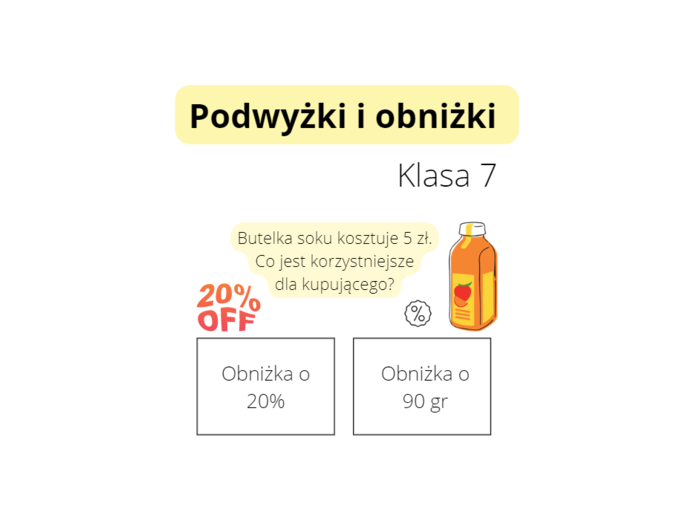 Obniżki i podwyżki- gotowe zadania na lekcję :)