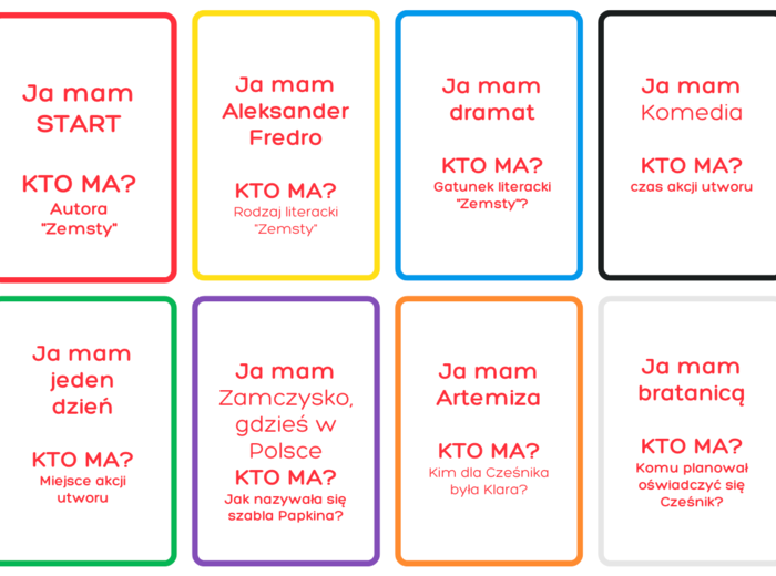 Zemsta - Karty - Ja mam? Kto ma? PDF