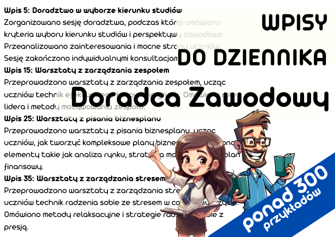 Wpisy do Dziennika - Doradca Zawodowy - liceum i technikum - gotowce, inspiracje, przykłady
