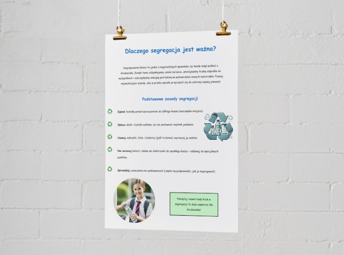 Zasady segregacji odpadów. Recykling. Kolorowe kosze