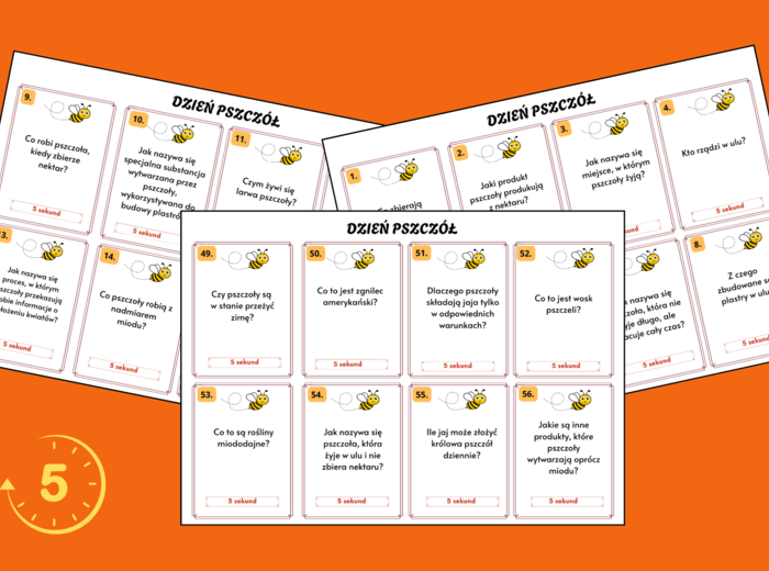 DZIEŃ PSZCZÓŁ – wiosna – biblioteka – świetlica - gra 5 SEKUND + ODPOWIEDZI