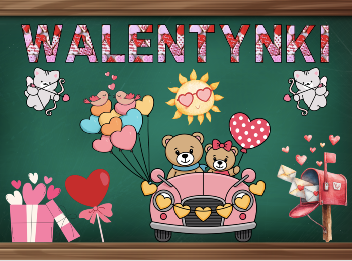 Gazetka Walentynkowa| W zestawie plakat XXL- grafika z misiami| Idealna jako kolorowa dekoracja klasy lub korytarza|
