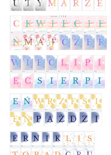 Miesiące - napis na gazetkę girlanda