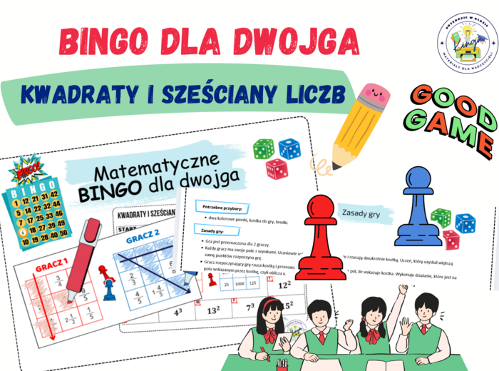 BINGO dla dwojga - Kwadraty i sześciany liczb / gra planszowa