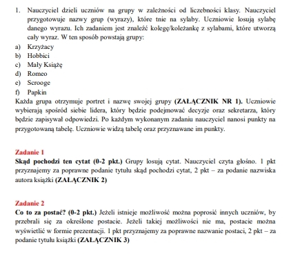 Czy znasz te lektury? Konkurs klasowy