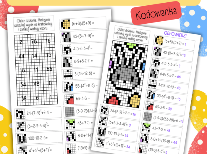 KOLEJNOŚĆ WYKONYWANIA DZIAŁAŃ - kodowanka - Wielkanoc