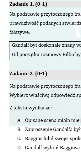 PRÓBNY EGZAMIN JUŻ DLA SZOSTOKLASISTY- HOBBIT.