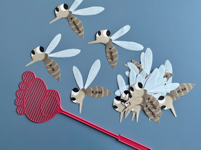 Gra w łapanie much - ortografia "ą" i "on"