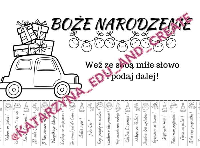 Boże Narodzenie – karteczki z miłymi słowami