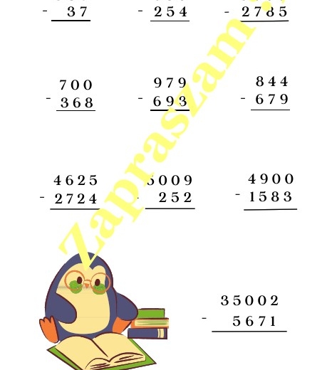 Dodawanie i odejmowanie pisemne - karta pracy