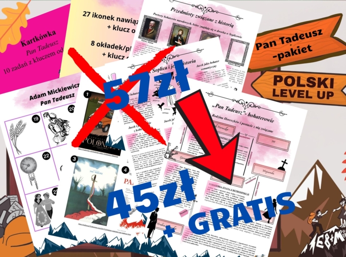 Pan Tadeusz_pakiet 3 elementów+Gratis_Polski Level Up